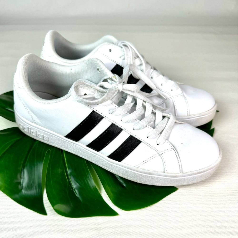 Adidas Neo Cloudfoam Classic white with black stripe sneakers women’s 9 - Picture 2 of 11
